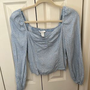 H&M Blue floral long sleeve shirt